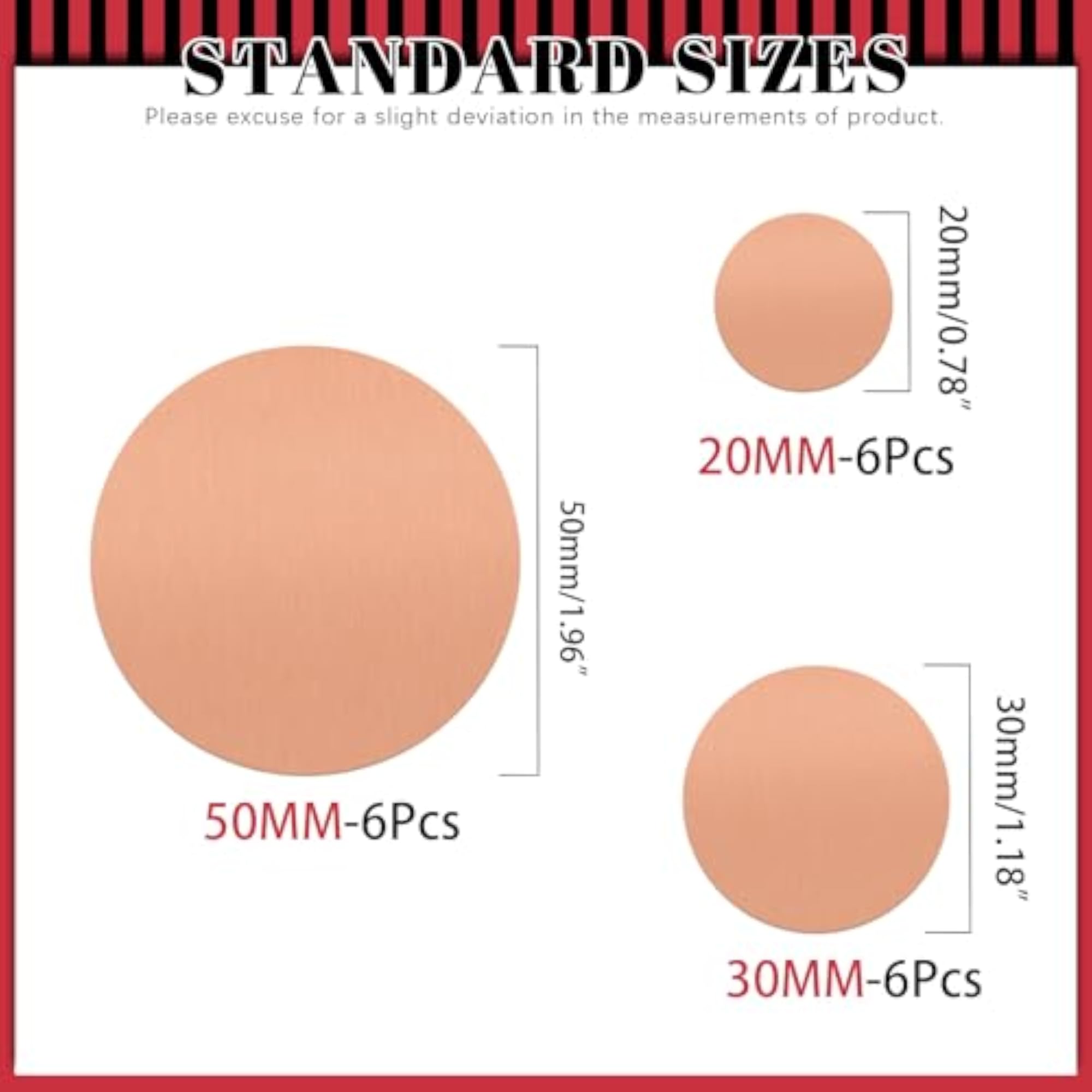 18Pcs Pure Copper Sheet Round Copper Plate Set